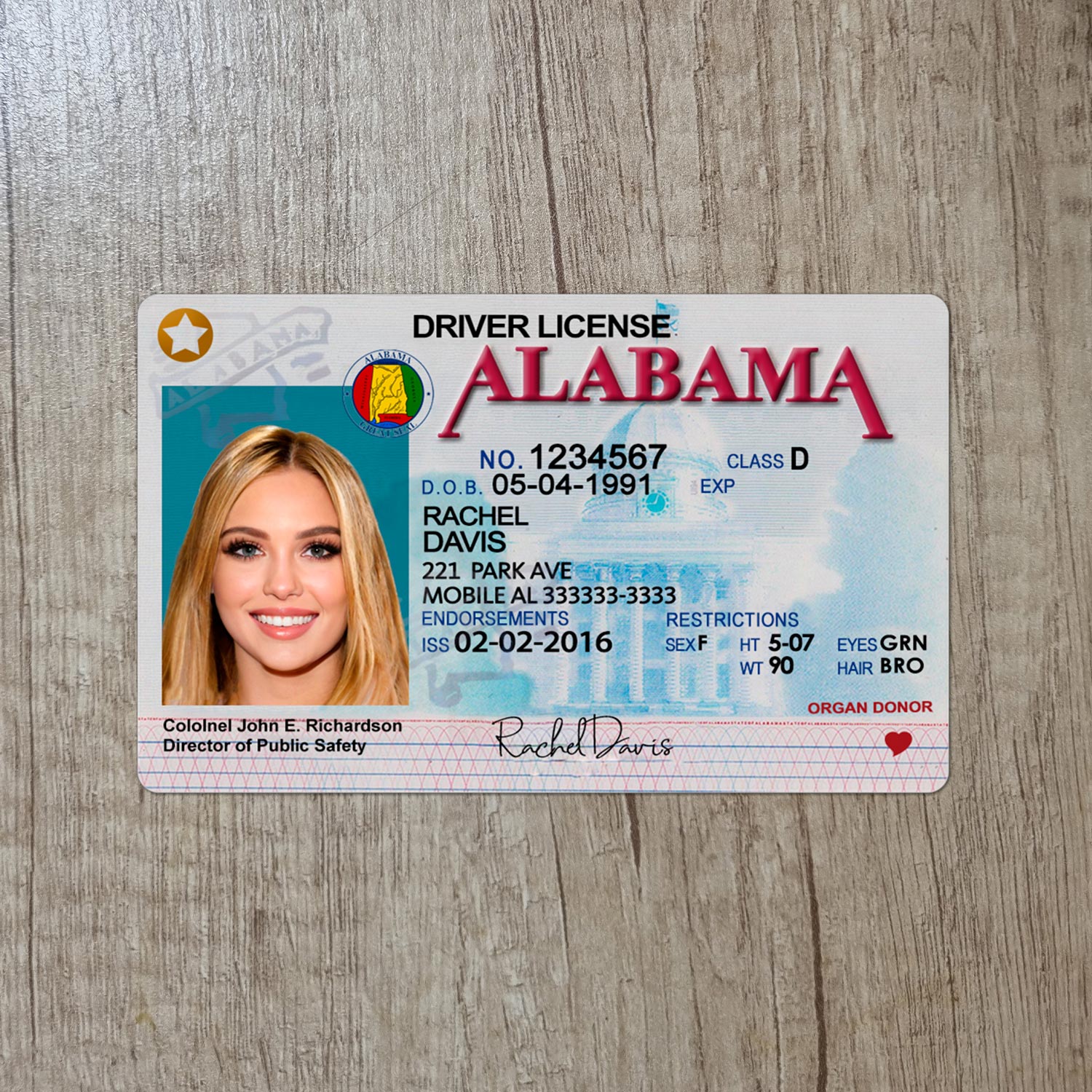Alabama DL PSD Template