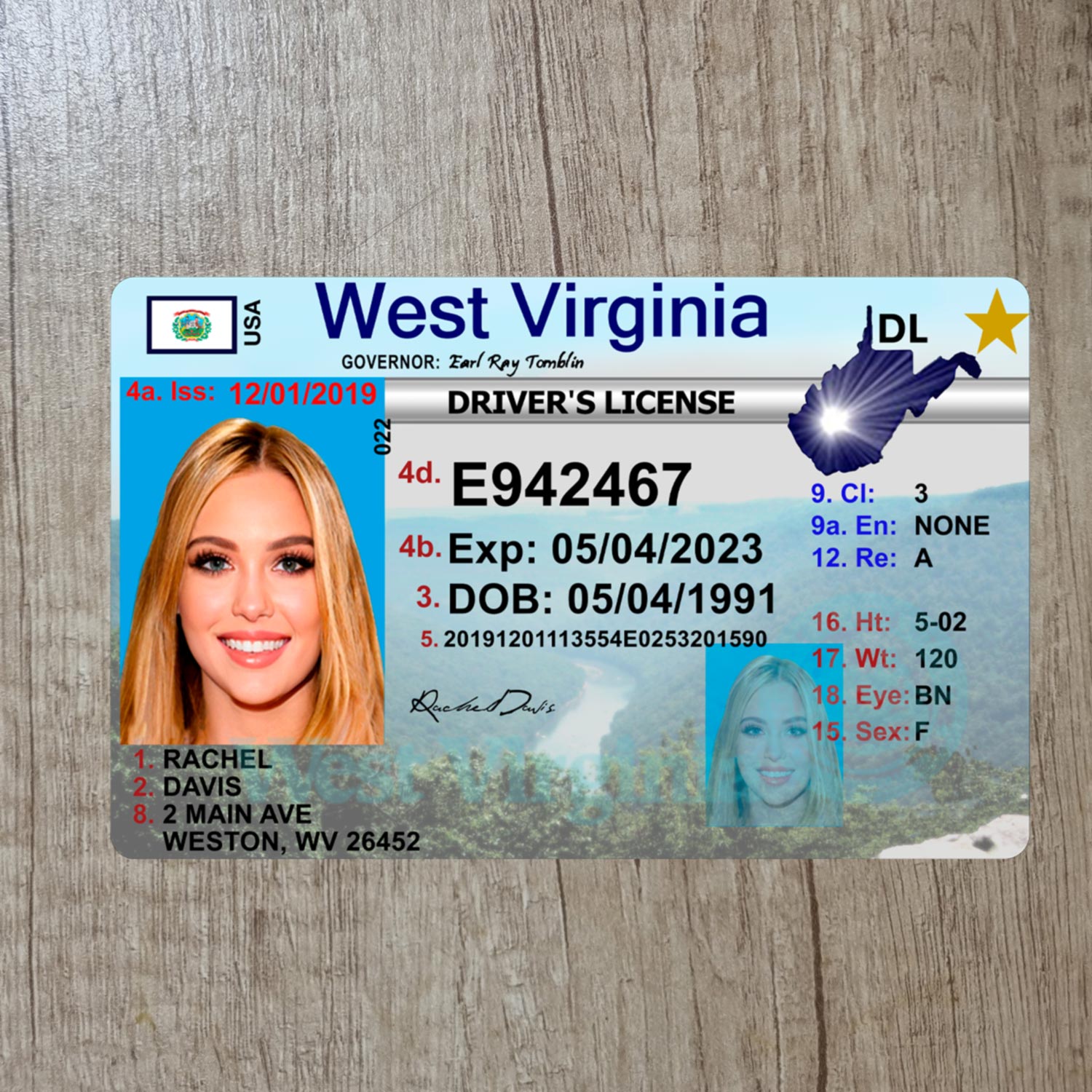 West Virginia DL PSD Template