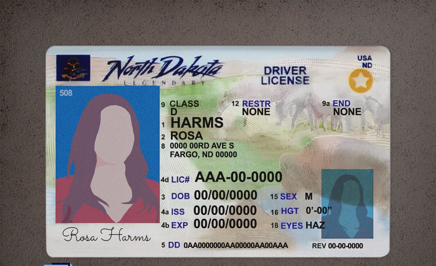 North Dakota DL PSD Template